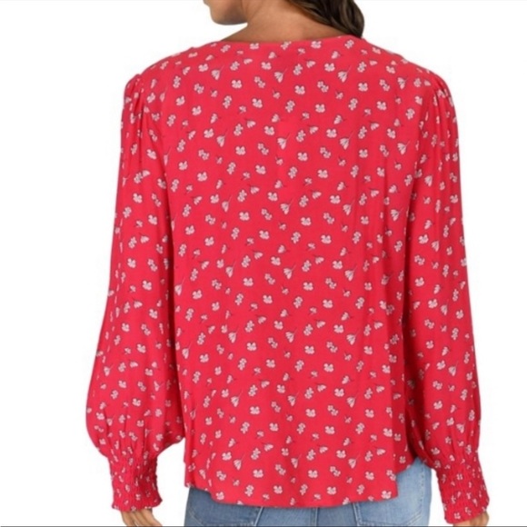 NWT Sanctuary Blouse Artificial Bloom Red Pink Floral Size Small - Picture 2 of 7